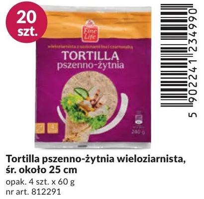Tortilla pszenno-żytnia wieloziarnista śr. około 25 cm promocja w Makro
