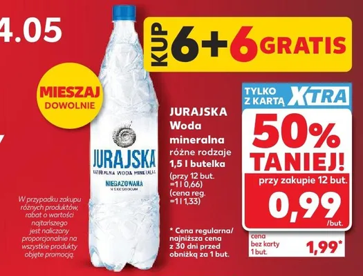 Woda mineralna niegazowana Jurajska promocja w Kaufland