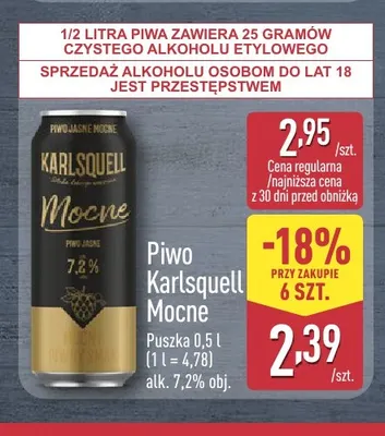Piwo Karlsquell Mocne promocja w Aldi