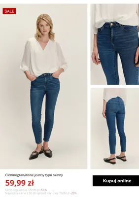 Jeansy damskie Greenpoint ciemnogranatowe typu skinny promocja w Greenpoint
