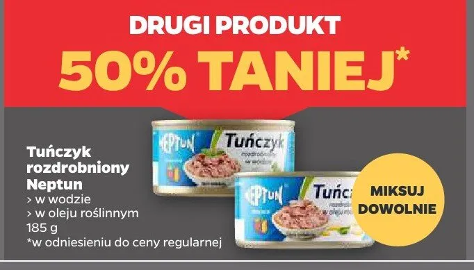 Tuńczyk rozdrobniony w oleju roślinnym Neptun promocja w Netto