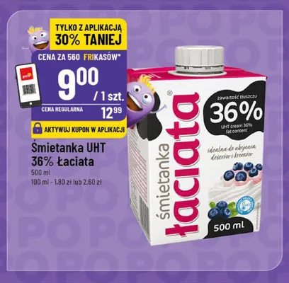 Śmietanka UHT 36% Łaciate promocja w POLOmarket
