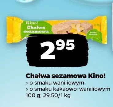 Chałwa sezamowa Kino! o smaku waniliowym promocja w Netto