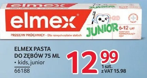 Pasta do zębów Elmex 75 ml kids, junior promocja w Selgros