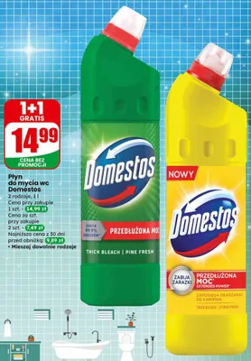 Płyn do mycia WC Thick Bleach Pine Fresh Domestos promocja w Dino