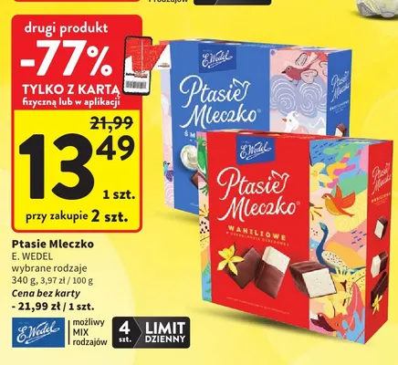 Ptasie Mleczko śmietankowe E.Wedel E. Wedel promocja w Intermarche