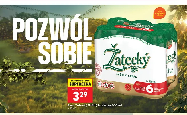 Piwo Žatecký Světlý Ležák 6-pak 500 ml promocja w Biedronka