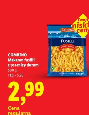 Makaron fusilli z pszenicy durum Combino promocja w Lidl