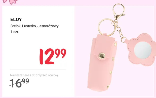 Brelok z lusterkiem ELOY Jasnoróżowy promocja w Rossmann