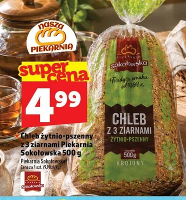 Chleb żytnio-pszenny z 3 ziarnami Piekarnia Sokołowska promocja w TOPAZ