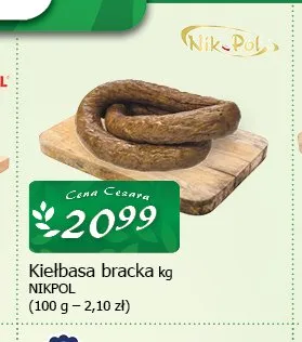 Kiełbasa bracka Nikpol promocja w CEZAR Delikatesy