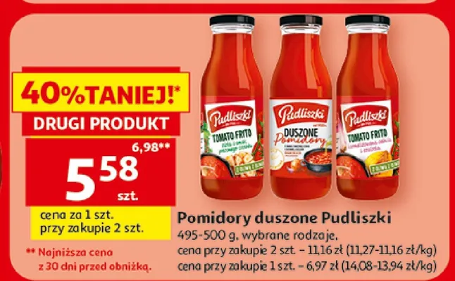 Pomidory duszone Pudliszki promocja w Auchan