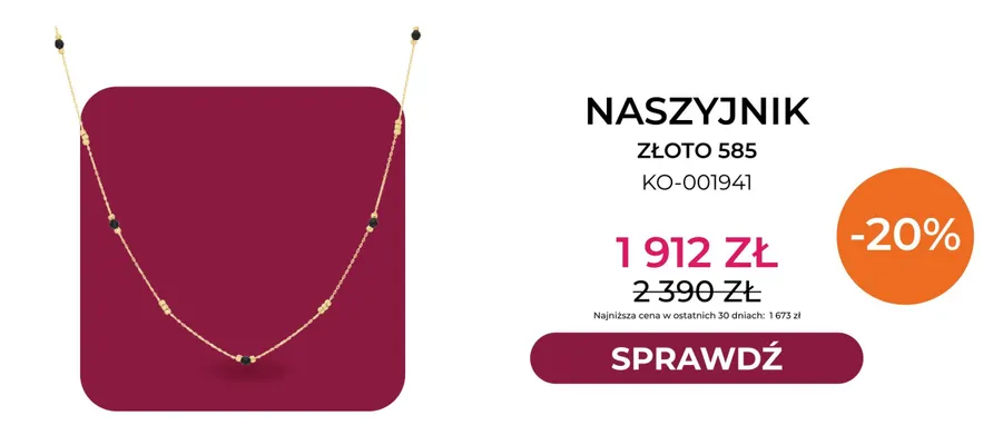 Naszyjnik złoto 585 KO-001941 Briju promocja w Briju
