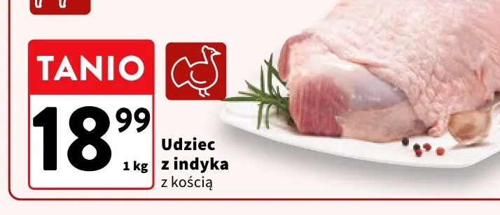 Udziec z indyka z kością promocja w Intermarche