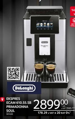 Ekspres Ecam 610,55.SB PrimaDonna Soul DeLonghi promocja w Selgros