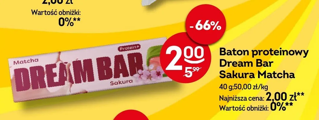 Baton proteinowy Dream Bar Sakura Matcha promocja w Żabka