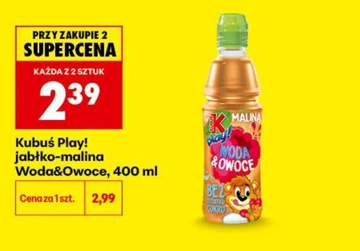 Napój Kubuś Play! jabłko-malina Woda&Owoce promocja w Biedronka