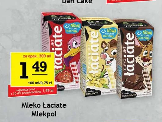 Mleko UHT Łaciate truskawkowe promocja w Gram Market