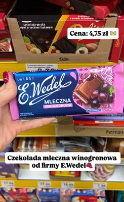 Czekolada mleczna winogronowa promocja w Dino