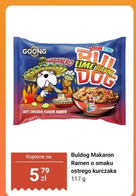 Makaron Ramen Buldog o smaku ostrego kurczaka habanero lime flavor promocja w Dino