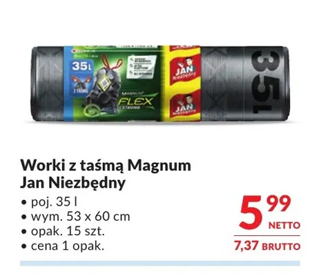 Worki z taśmą Magnum 35 l Jan Niezbędny promocja w Makro