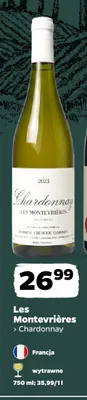 Wino białe Les Montevrières Chardonnay wytrawne promocja w Netto