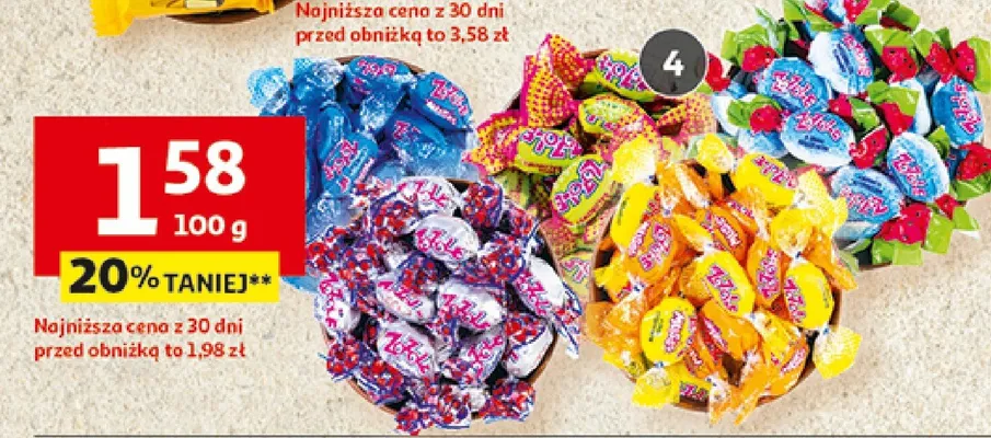 Cukierki Zozole różne smaki, luzem lub w opakowaniu promocja w Auchan