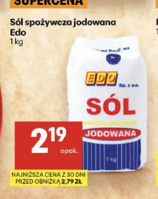 Sól spożywcza jodowana Edo promocja w Delikatesy Centrum