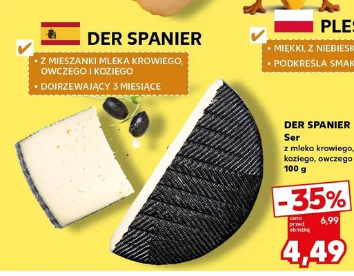 Ser z mleka krowiego koziego owczego Der Spanier promocja w Kaufland