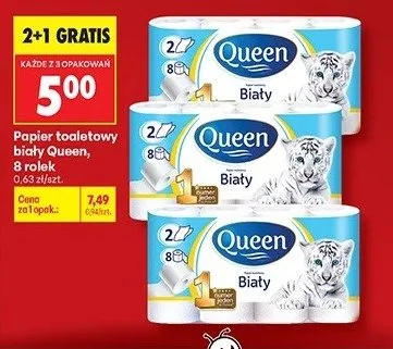 Papier toaletowy biały Queen promocja w Biedronka