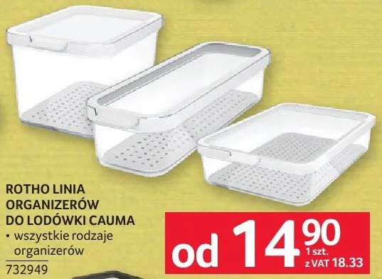 Rotho Linia Organizerów do lodówki Cauma promocja w Selgros