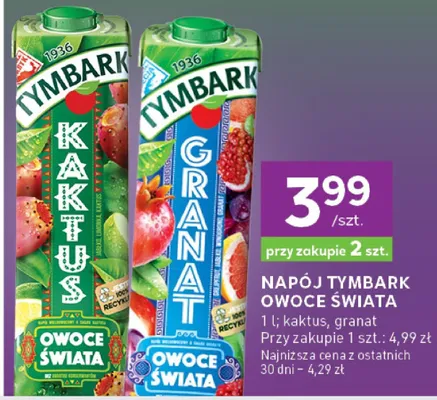Napój Tymbark Owoce Świata kaktus promocja w Stokrotka