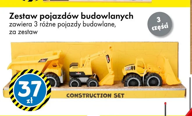 Zestaw pojazdów budowlanych promocja w Tedi