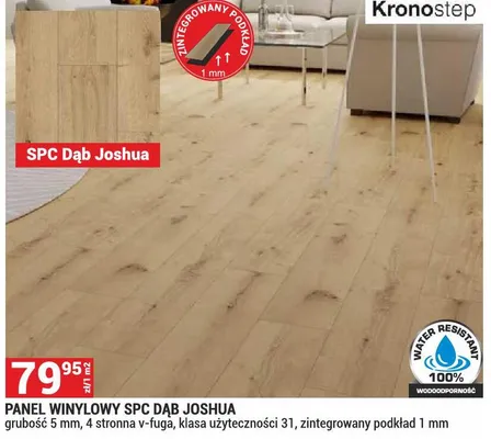 Panel winylowy SPC Dąb Joshua grubość 5mm 4 stronna v-fuga klasa użyteczności 31 zintegrowany podkład 1mm Kronostep promocja w Merkury Market