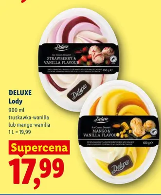 Lody truskawka-wanilia Deluxe promocja w Lidl