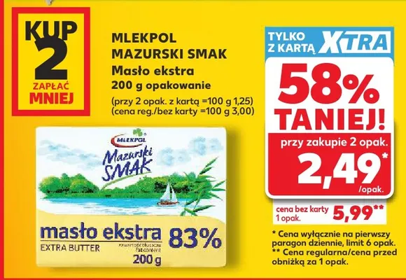 Masło ekstra Mazurski Smak Mlekpol promocja w Kaufland