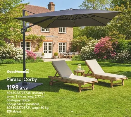 Parasol Corby antracyt promocja w Castorama