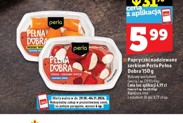 Papryczki nadziewane serkiem miodowe Perla Pełna Dobra promocja w TOPAZ
