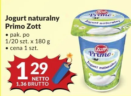 Jogurt naturalny Primo Zott promocja w Makro