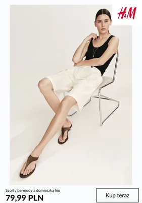 Szorty bermudy z domieszką lnu H&M promocja w H&M