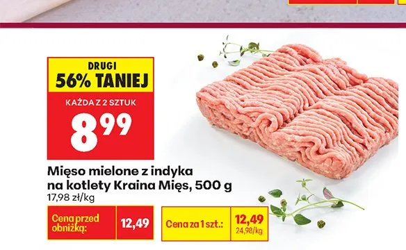 Mięso mielone z indyka na kotlety Kraina Mięs promocja w Biedronka