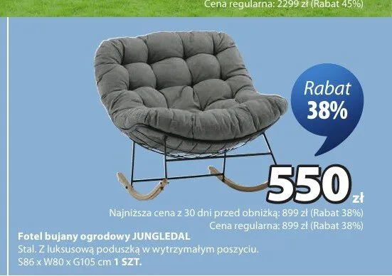 Fotel bujany ogrodowy JUNGLEDAL promocja w Jysk