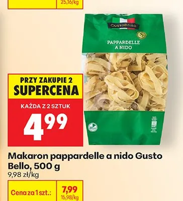 Makaron pappardelle a nido promocja w Biedronka