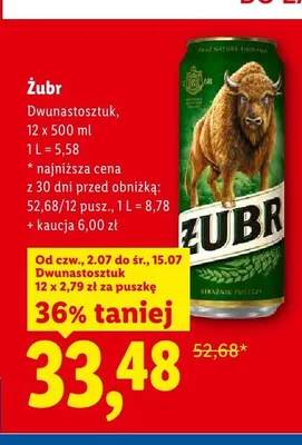 Piwo Żubr 12-pak promocja w Lidl