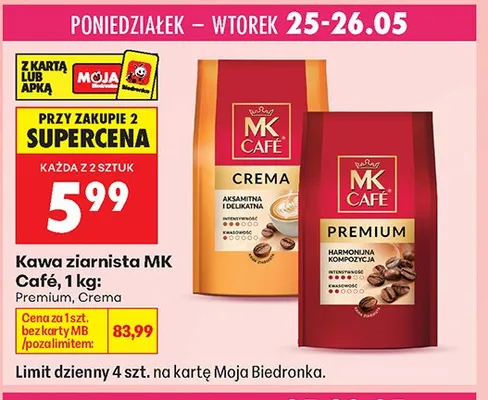 Kawa ziarnista MK Café Premium promocja w Biedronka