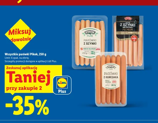 Parówki z kurczaka Pikok Pure promocja w Lidl