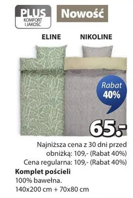 Komplet pościeli ELINE 140x200 cm + 70x80 cm promocja w Jysk