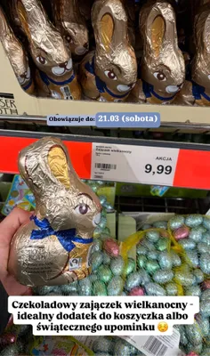 Czekoladowy zajączek wielkanocny promocja w Aldi