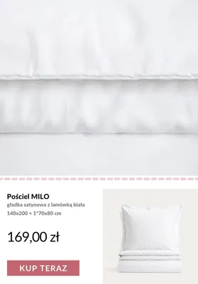 Pościel MILO gładka satynowa z lamówką biała 140x200 + 1x70x80 cm promocja w Homla