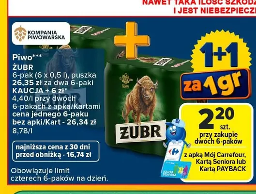 Piwo Żubr 6-pak promocja w Carrefour